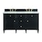 James Martin Vanities 60'' Double Vanity, Black Onyx w/ 3 CM Ethereal Noctis Quartz Top 424-V60D-BKO-3ENC - alternate 1